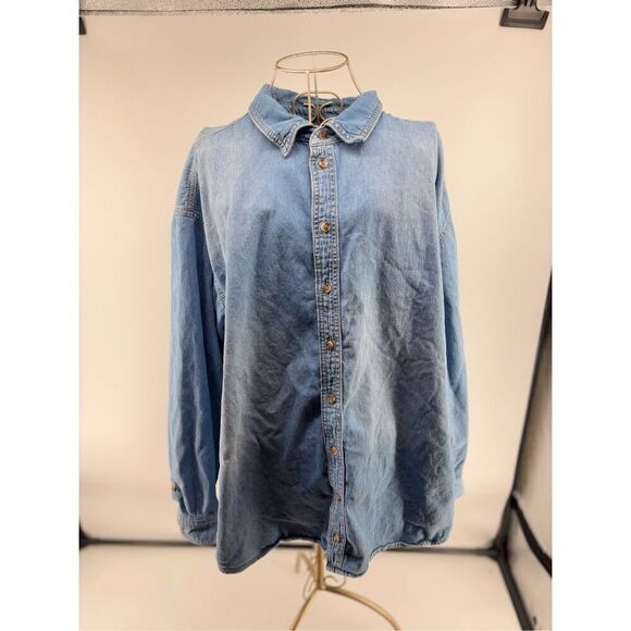 ASOS Curve Women’s Long Sleeve Button Down Denim Jean Shirt Size 14 100% cotton - Picture 4 of 12